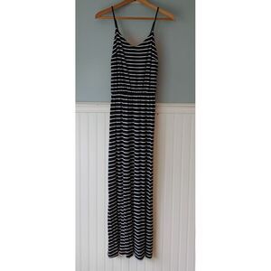 Gap‎ S Tank Sleeveless Maxi Dress Stretch Navy Blue White Stripe Nautical Beach